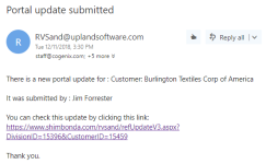 Portal update request email